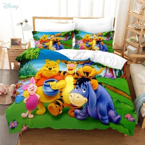Winnie The Pooh and His Friends Cartoon Pattern Bedding Sets Children Boys Girls Pillowcase Duvet Cover Sets Dropshipping 2/3pcs