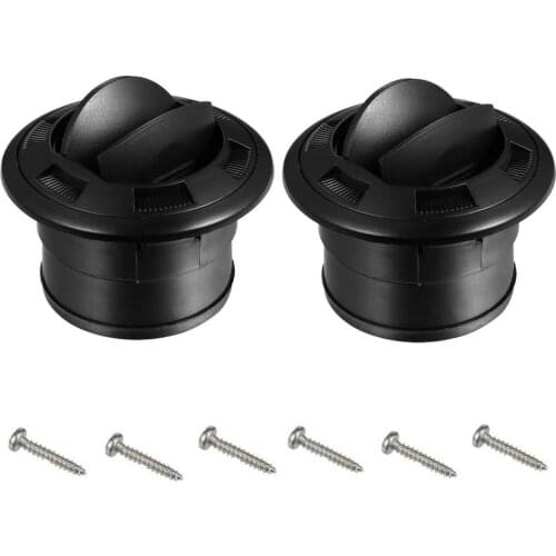 2Pieces Round Air Conditioning Outlet with Grille Fixed Screws Plastic Dashboard Side Roof Air Ventilation Deflector for Car Bus