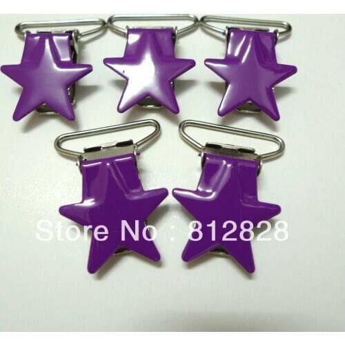 25pcs 1'' 25mm #MD24 Purple Colored Enamel Star Shape Suspender Clips