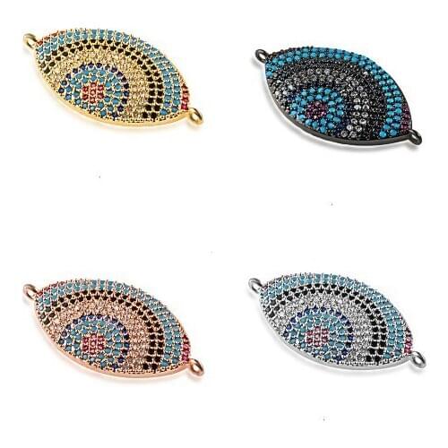 33*16mm Evil Eye multicolor crystal micro pave cz zircon cubic zirconia beads DIY necklace charm bracelet connectors making eet5