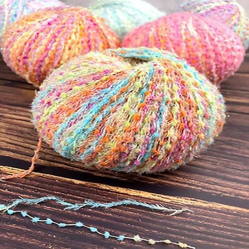 100G Color Segment Dyed Flashing Silk Wiring Handmade Crocheted Bag Doll Wool Mixed Thread