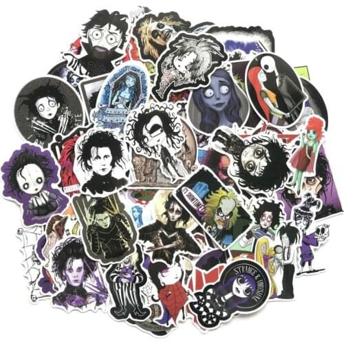 50pcs Stickers Tim Burton Classic Movie Edward Scissorhands Graffiti Sticker For Skateboard Laptop Bicycle Waterproof Decals