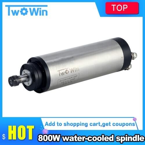 0.8kw Water Cooled Spindle CNC High Speed Router Motor 800w 65mm ER11 4pcs Bearing 24000RPM Runout Off