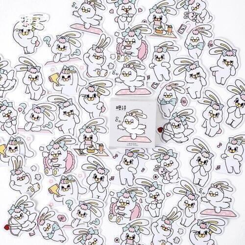 AAGU 45PCS/Pack Cute Rabbit Stickers Decorative DIY Sticker Scrapbooking Bullet Journal Stickers Christmas Halloween Sticker