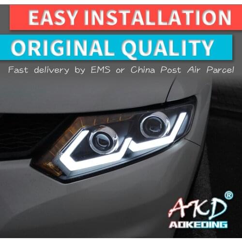 AKD tuning cars Headlight For Nissan X-Trail Xtrail Headlights LED DRL Running lights Bi-Xenon Beam Fog lights angel eyes Auto