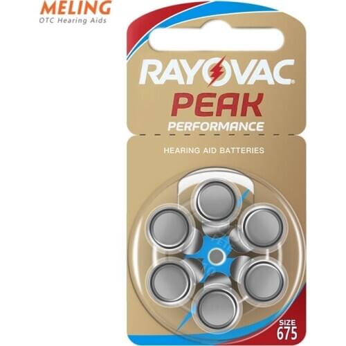 Meling 60 PCS 1.45V Rayovac Peak New Zinc Air Hearing Aid Batteries 675A A675 675 PR44 Hearing Aid Battery