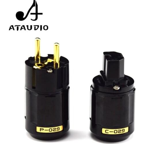 ATAUDIO Hifi Power Plug High Quality Gold-plated One Pair Eu Power Connector + IEC female connector