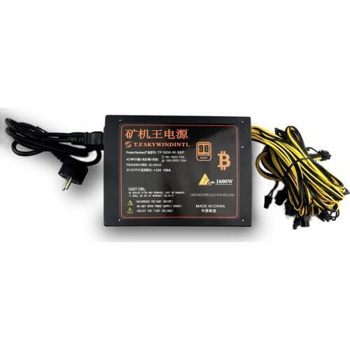 12V 1600W PC Power Supply 6PIN 6+2PIN 1600W PC Power PSU 10 x 6 pin PCI Express power for BTC Quiet Fan ETH Miner PSU Mining