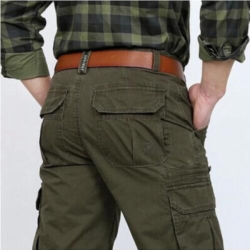 ICPANS Mens Pants Cotton Casual Military Mens Cargo Pants With Many Pockets Army Khaki Plus Size 30-44 Mens Pants 2019