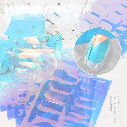 Aurora Ice Cube Cellophane Large Colorful Transfer Paper Laser Sparkling Candy Paper DIY Nail Art Decoration Sticker