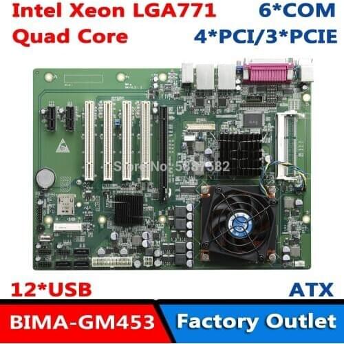 Onboard Intel Xeon BGA771 Quad Core CPU 12USB 4PCI Industrail ATX Mainboard Support 6COM MSATA