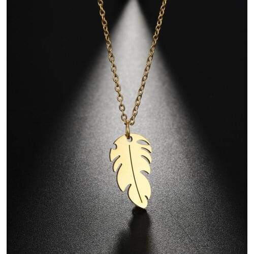 COOLTIME Lovers Feather Necklace For Women Men Luxury Ladies Gold Silver Color Jewelry Pendant Necklaces Christmas Gift