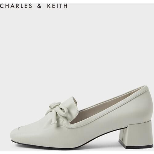 CHARLES&KEITH New Arrival for Spring 2021 CK1-60900145Womens shoes sweet style thick heels decorated with bows