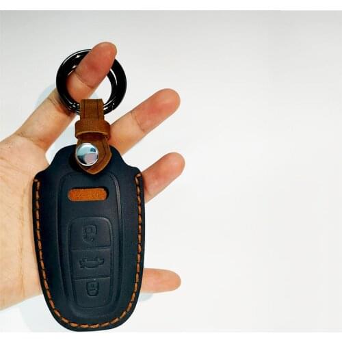 Real Leather Car Key Case Cover for Audi A3 A4 B9 A6 C8 A7 S7 4K A8 D5 S8 Q7 Q8 SQ8 E-tron 2018 2019 2020 2021 Accessories