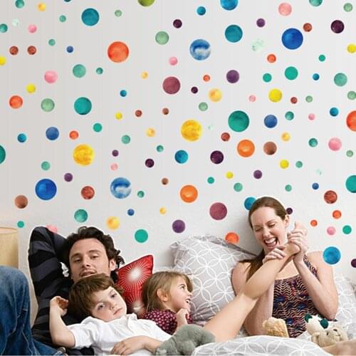 MEYA Color circle colored Round Wall Stickers decal , Colors dots Peel & Stick Wall Decals