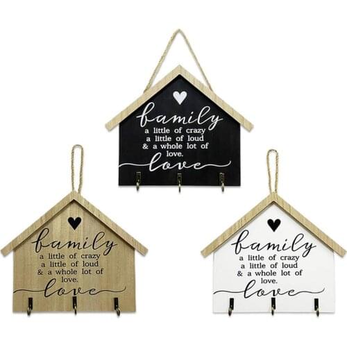 Wooden Hanging Storage Decorative Board House Key Hook Hat Rack Porch Wall Hanging Ornaments Home Decor
