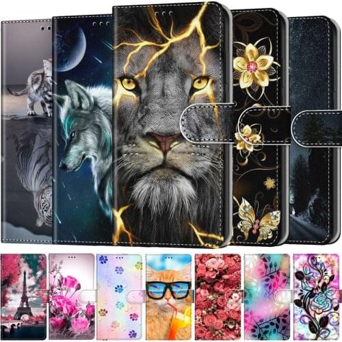 Etui Flip Leather Phone Case For Redmi Note 10 4G 5G 10S 9 Pro Max 9S 9T K40 Wallet Card Holder Stand Cover Tiger Painted Coque