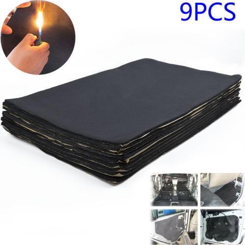 Hot Sale Wholesale 9Pcs Car Auto Van Sound Proofing Deadening Insulation Foam 30cm*50cm*6mm Rubber +plastic