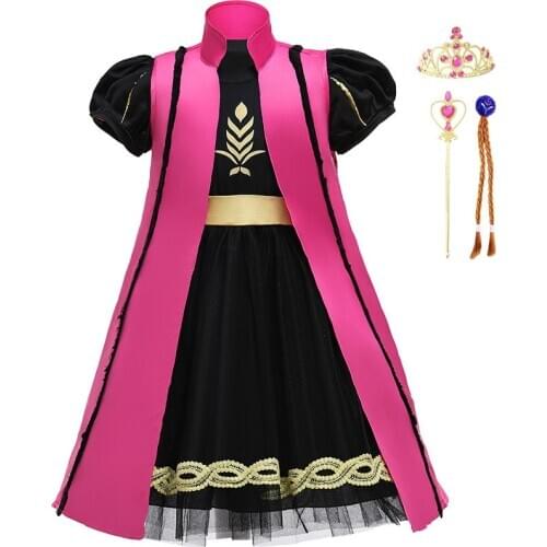 Frozen 2 Girls Anna Princess Dress Kids Cosplay Clothing Snow Queen Birthday Party Costume Children Clothes Fancy Anna Vestido