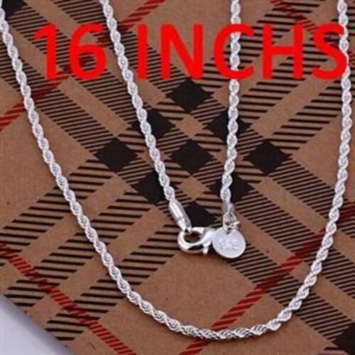 Wholesale fine silve plated necklace 2016 fashion jewelry 2mm rope chain necklaces & pendants women men collar SN226