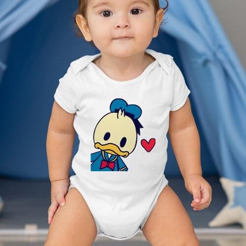 Baby Girl Boy Romper Donald Duck Print Newborn Bodysuits Short Sleeve O Neck Loose Summer Causal Infant Jumpsuit