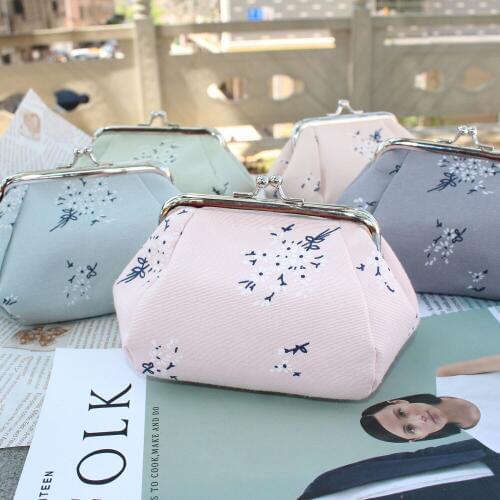Coin Purse Wallet Women Flower Pattern Small Wallet Hasp Printing Creative Clutch Bag Card Holders Gift Womens Cotton Purses