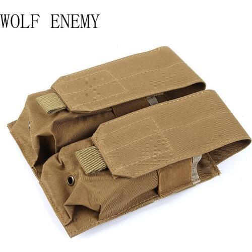 Forest Camouflage Nylon Double M4 5.56 Magazine Clip Pocket Molle System Airsoft Tactical Military Equipment