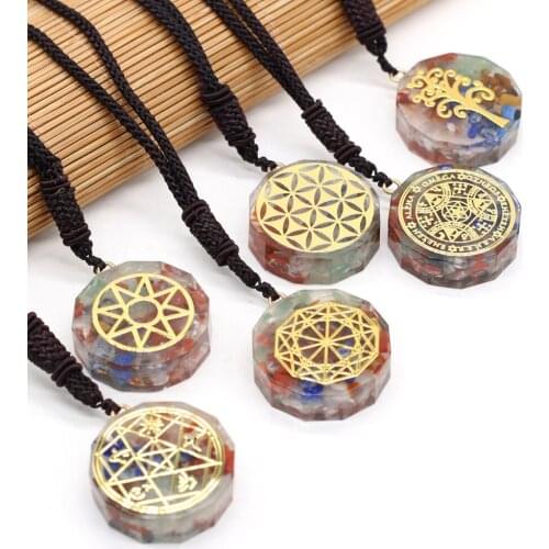 Hot Sale Natural Stone Semi-precious Stones Reiki Heal Seven Chakras Women Necklace Accessories Size 35x35x10mm Length 70cm