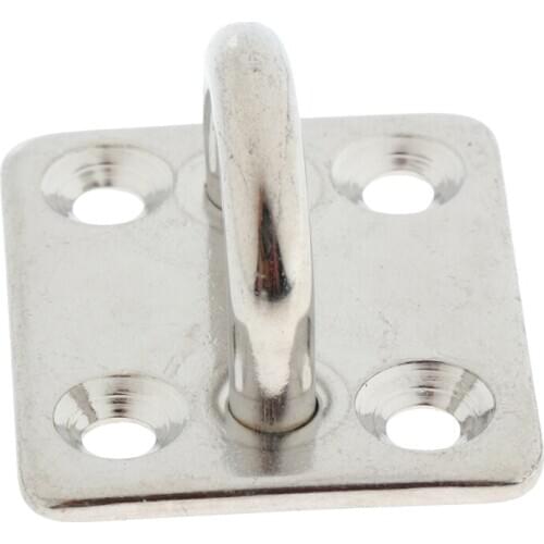 Lovoski Stainless Steel Square Pad Eyes Plate Shade Sail Boat Fitting 5mm
