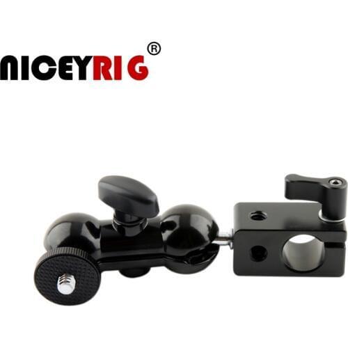 NICEYRIG Mini Magic Arm Multi-function Quick Release Bracket Rig 1/4" Ball Head 15mm Rod Clamp Mount 1/4" Screw for LCD Monitor