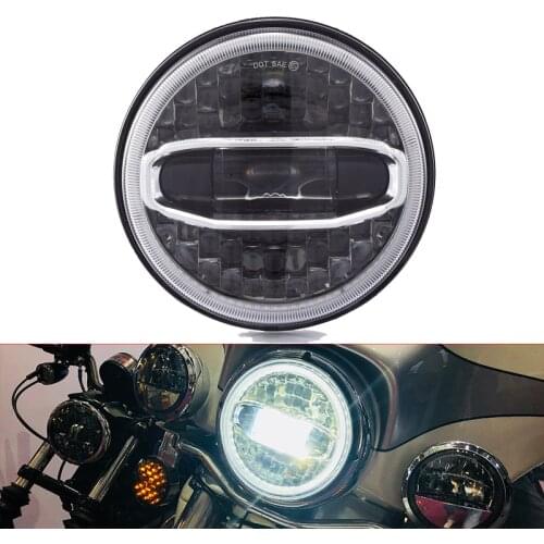 New Motorcycle Headlights 7" Inch Round Led Headlights Hi/Lo Beam Headlamps for Touring Street Glide Road King Ultra Classic Ele