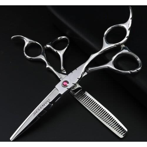 Silver with Red Diamonds Blue Diamonds Barber Scissors Standard 6.0 Inch Easy To Cut Hair Sharp and Quick Thinning Scissors