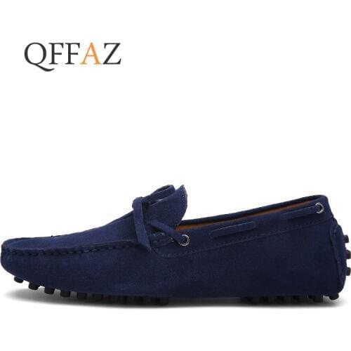 QFFAZ 2020 Casual Men Shoes Tassels Men Loafers Slip On Moccasins Driving Shoes Male Suede Leather Flats Shoes Plus Size 38-48