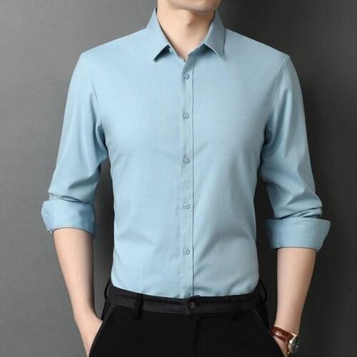 Long Sleeve Shirt Mens Dad Solid Color Top Spring Autumn Middle Casual Fashion The Office A Formal Occasions 2021 White Black