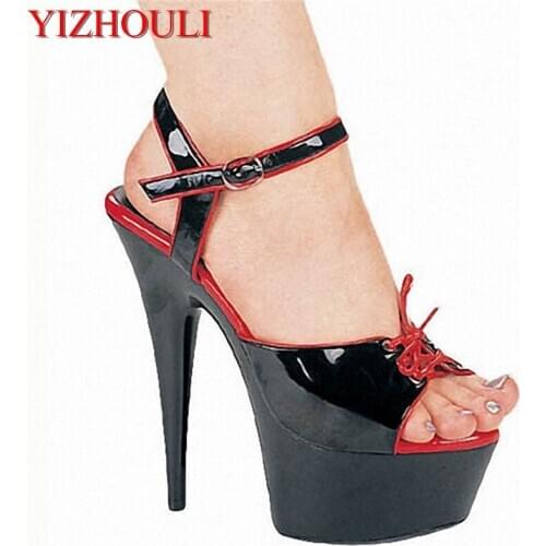 Sexy ribbon decoration, 15cm high heel sexy model catwalk party sandals
