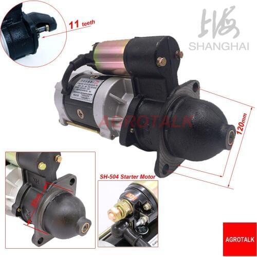Starter motor 12V for Shanghai SH500 / SH504 series tractor with Shanghai 495A engine , part number