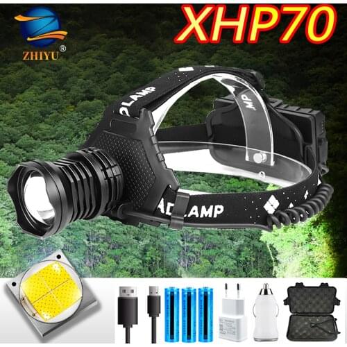 ZHIYU Super Bright XHP70 Led Headlamp Headlight Usb Zoom Led Head Lamp Torch 18650 Rechargeable Xhp70 XHP50 Head Light Fishing