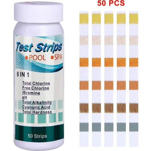 6-In-1 Swimming Pool PH Test Card Chlorine Residual PH Value Alkalinity Hardness Test Strip PH Pool Cleaner Accessories Tester