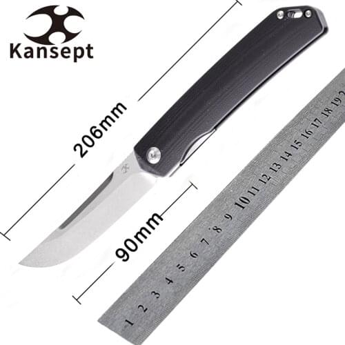 Kansept Hazakura T1019C1 Slim Pocket Knife 3.54'' 154CM Blade Black G10 Handle Gentlemen EDC Carry Folding Knife for Slicing