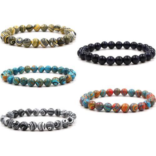 Trendy 8MM Black Lava Stone Beads Bracele For Women Men Couple Bangles Jewelry