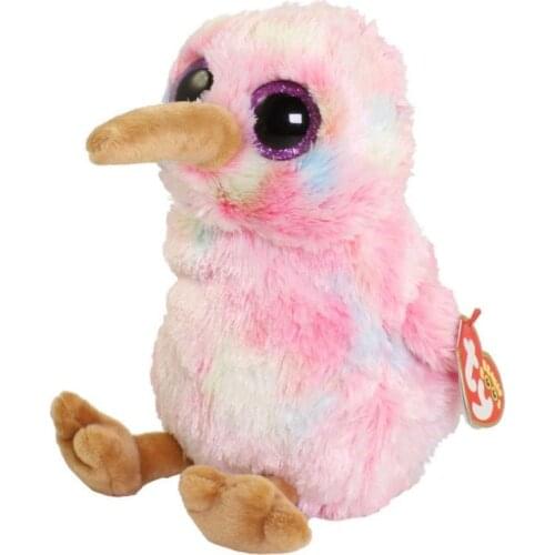 Ty Beanie Boos 6" 15cm Glitter Eyes Pink Bird Plush Stuffed Animal Collectible Kiwi Doll Toy Christmas Birthday Gift Boys Girls