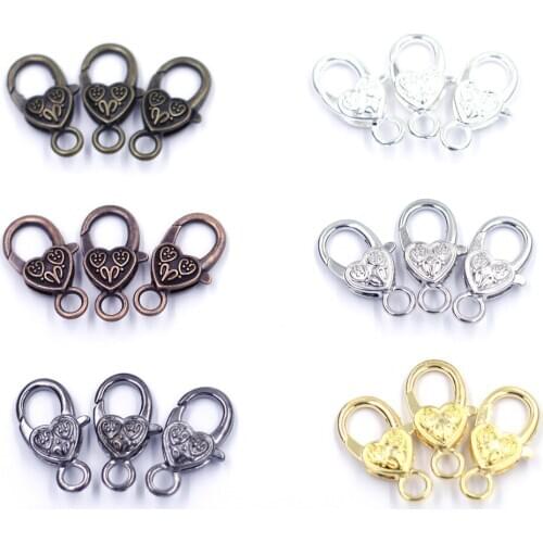 10Pcs/100Pcs Lobster Clasps Hooks For Charms Necklace Chain Heart Flower Jewelry DIY Findings 27mm