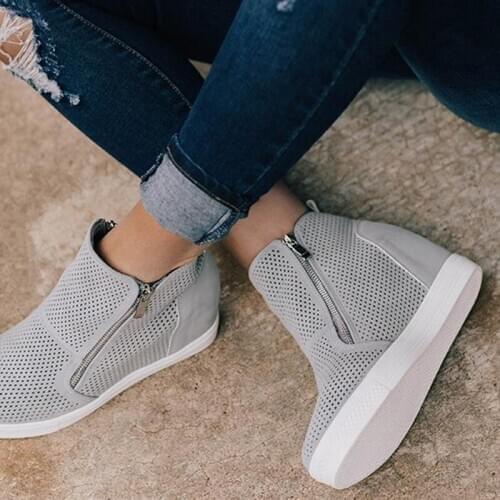 Women Casual Shoes Summer Autumn All Match Flats Shoes Inner Wedges Heel Height Increasing Shoes Ankle Boots Flat Heel