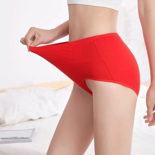 High Waist Womens Panties Breathable Cotton Body Shaper Red Underwear Girls Seamless Briefs Sexy Female Lingerie Plus Size 3XL