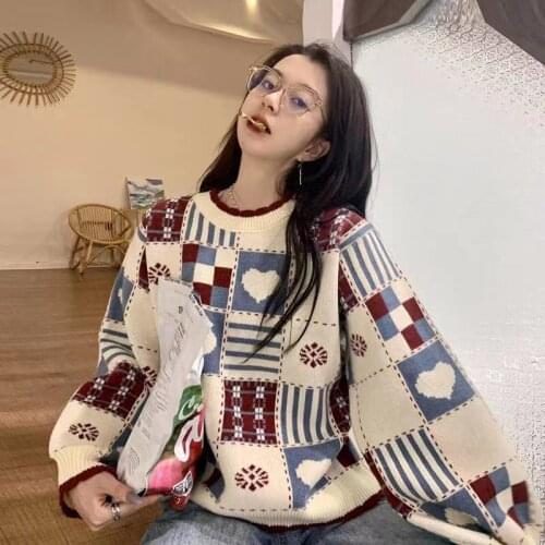 Knitwear Christmas Sweaters Women 2021 winter warm Harajuku Fashion Female Loose Pullover Tops Casual Streetwear Girls Sweaters