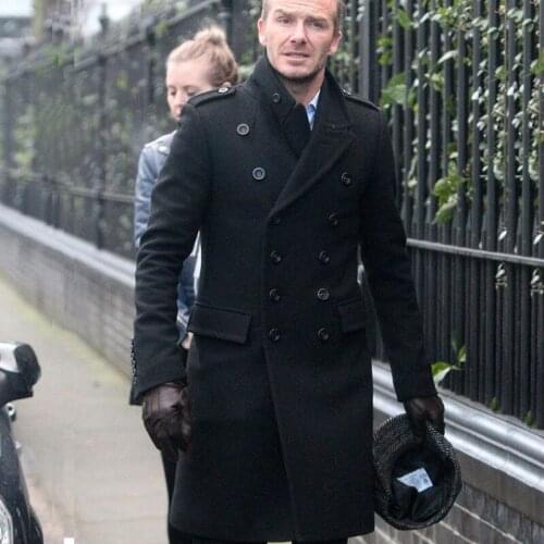 S-7XL!!2021 autumn/winter star the same double breasted British slim medium length business casual woolen coat men