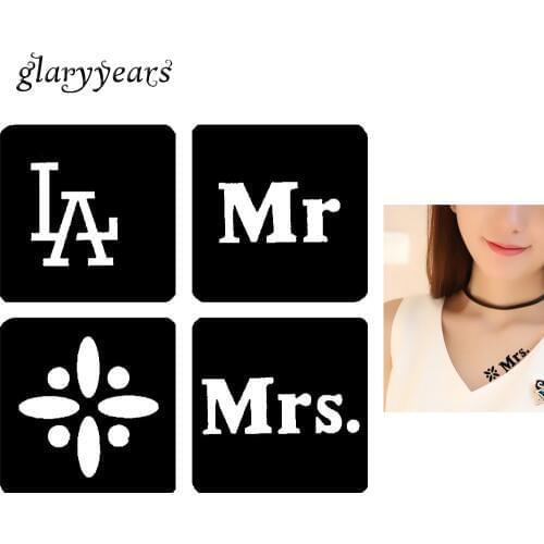 1 Sheet Henna Tattoo Stencil Mrs English Word Airbrush Painting Wrist Body Art Tattoo Template Decal Sexy Product Temporary G114