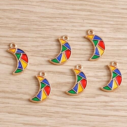 10pcs/lot 10*17mm Alloy Crescent Moon Charms for Jewelry Making Enamel Charms DIY Necklaces Pendants Earrings Supplies Crafting