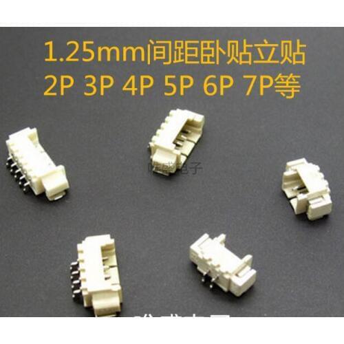 100pcs pitch 1.25mm Space Sleeper 2P/3P/4P/5P/6P/7P/8P Horizontal Patch SMT Connector