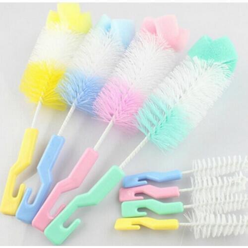 2Pcs Baby Nipple Milk Bottle Cup 360 Degree Sponge Cleaner + Pacifier Brush